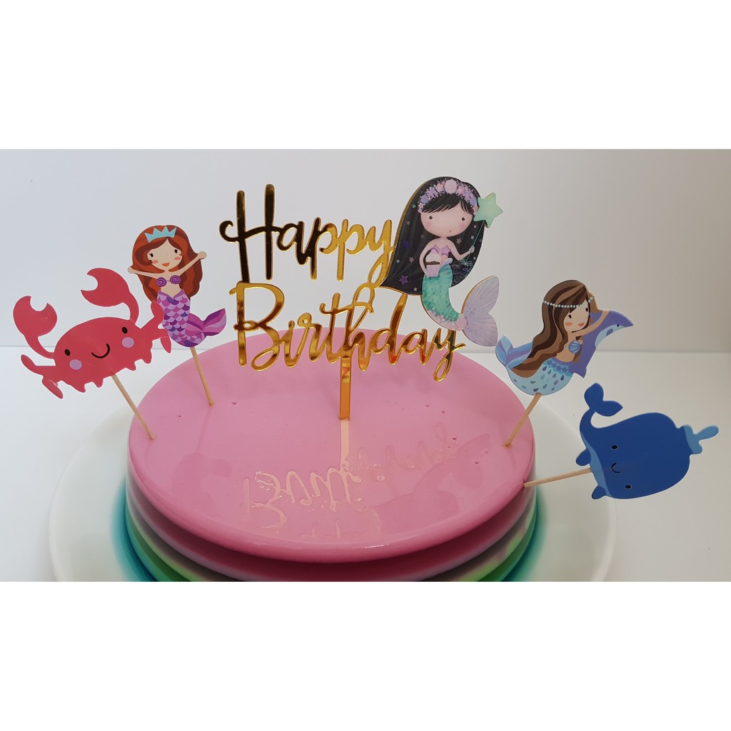 Mermaid Acrylic Cake Topper Sea Creatures Cake Decoration