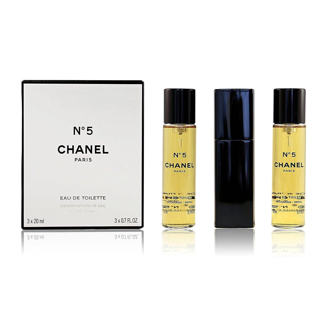 chanel no 5 eau de toilette purse spray refills 3x20ml