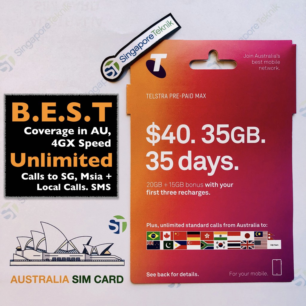 Telstra Prepaid SIM Card Australia 35GB Data Mobile Roam Best Coverage ...