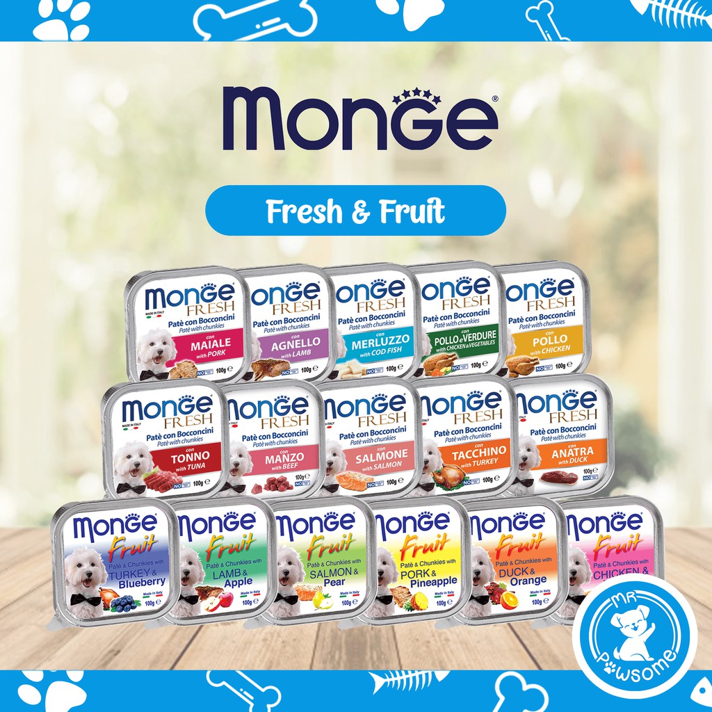 Monge Fresh & Fruit Pate Tray Dog Wet Food 100g Shopee Singapore