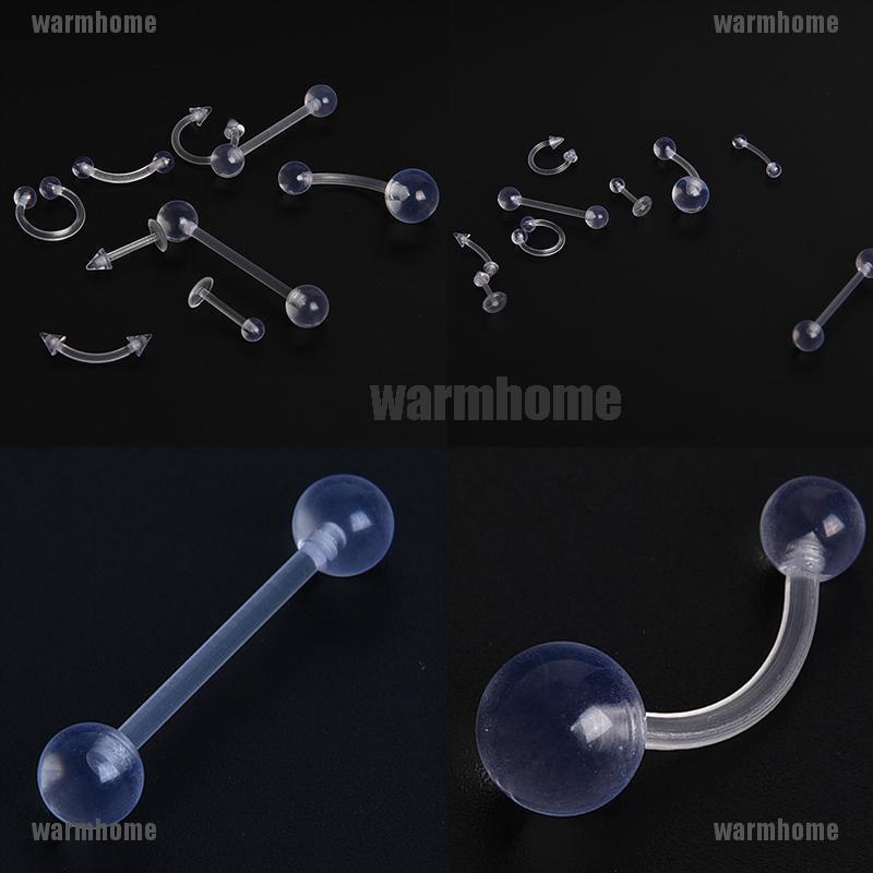 9x Clear Color Belly Navel Tragus Tongue Lip Rings Bars Body Piercing Jewelry ST 