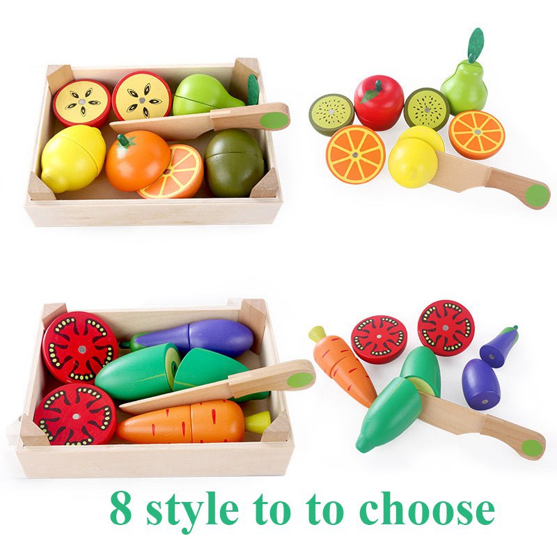 wooden cutting food toys