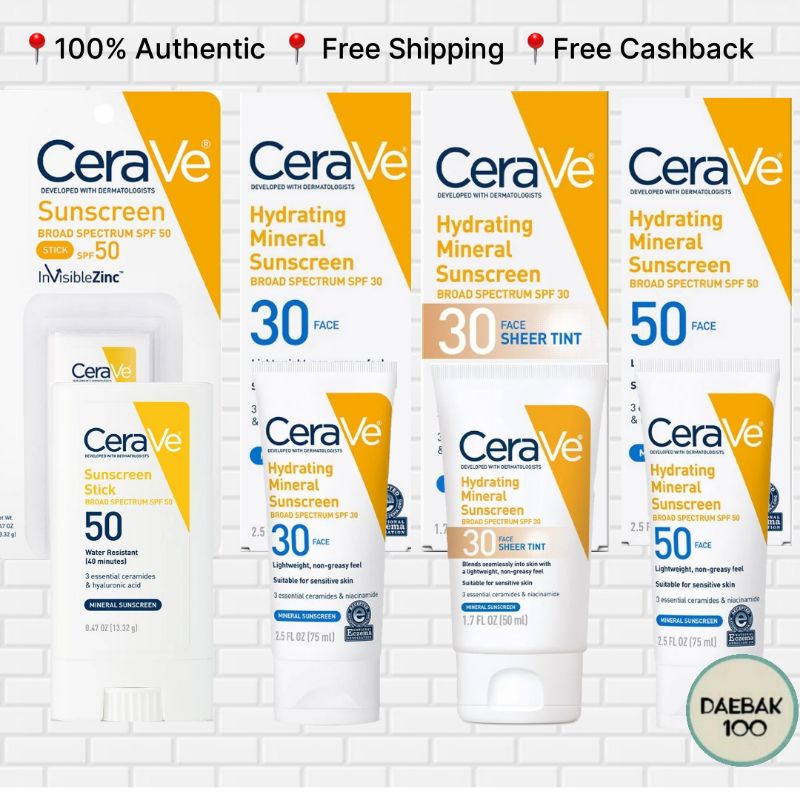 Cerave Mineral Sunscreen SPF 30 / SPF 50 /TINTED SPF 30 Shopee Singapore