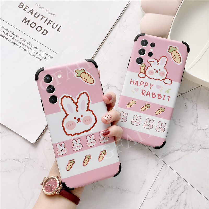 Phone Case For Samsung Galaxy S21 S21 S21 Ultra 5g 21 New Cute Cartoon Little Rabbit Matte Casing Ins Shockproof Cases Pink Back Cover Shopee Singapore