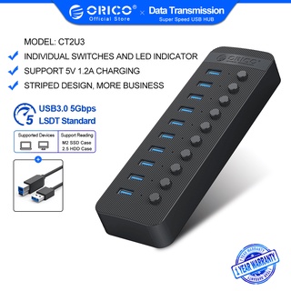 ORICO 7/10/13/16 Ports Powered USB 3.0 HUB BC1.2 Charger USB HUB With Individual On/Off Switches and 12V/6.5A Power Adapter For Desktop（CT2U3）