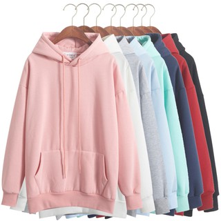 Image of 8 Colors Plain Hoodie Simple Loose Pullover Long Sleeve Coat Outerwear Women