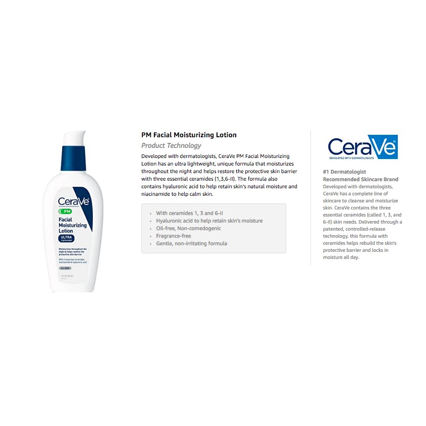cerave pm facial moisturizing lotion non comedogenic