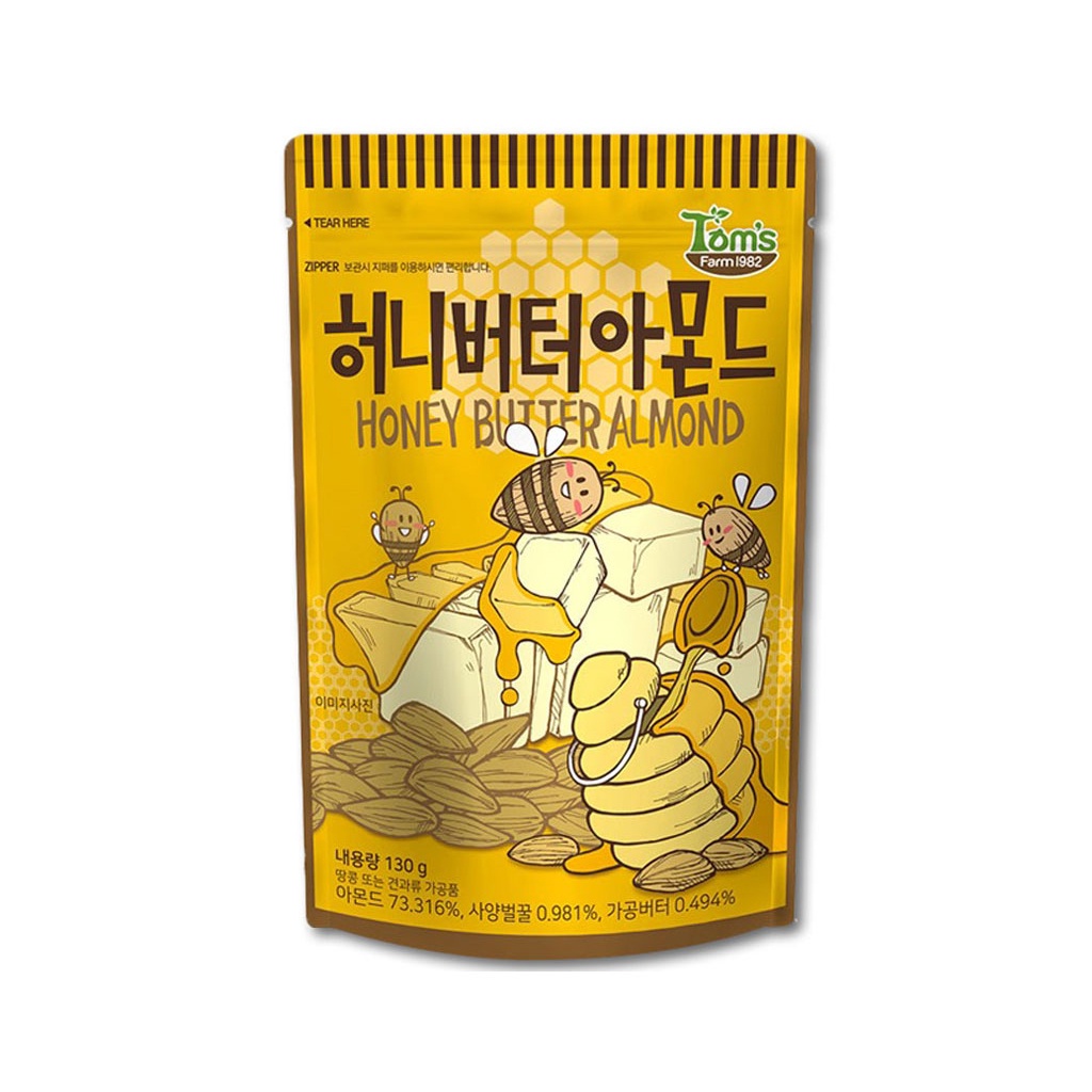 HBAF Gilim Tom's Farm Korean Almonds - Honey Butter 130g [Korean ...