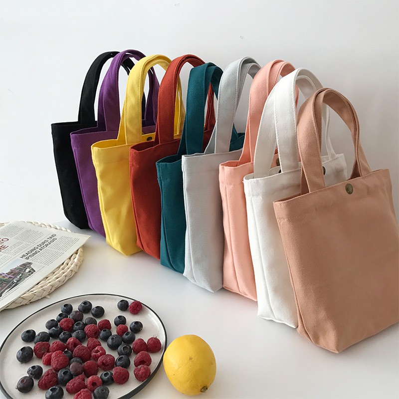 CH丨Useful Canvas Cotton Cloth Lunch Box Bag Women Girl Tote Simple ...