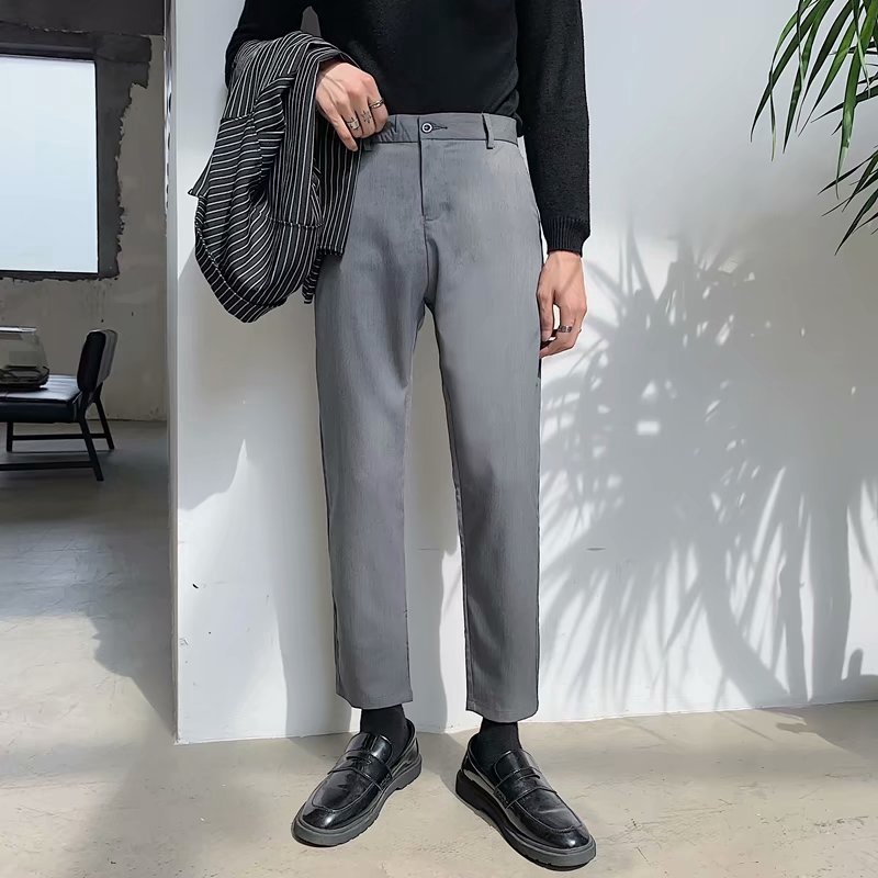 three color men s solid color business trousers pants simple fashion nine points pants formal pants office style pants shopee singapore