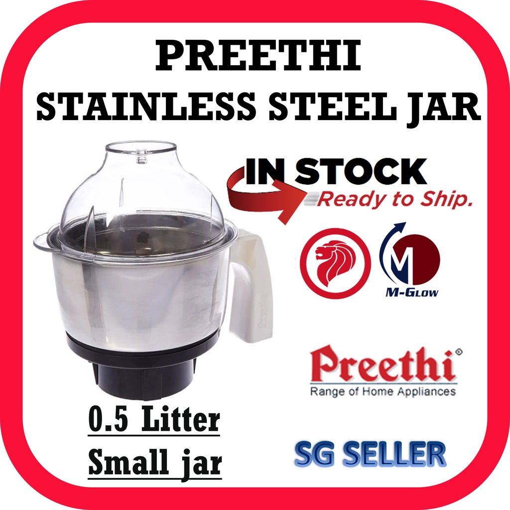 (SG Seller) Original Preethi mixie stainless steel jar (Small Jar only