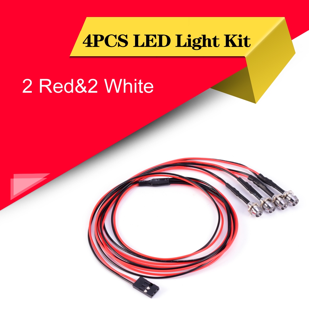 4 LED Headlight 3mm White//Red Light RC Car Parts for TRAXXAS HSP HPI REDCAT #3YE