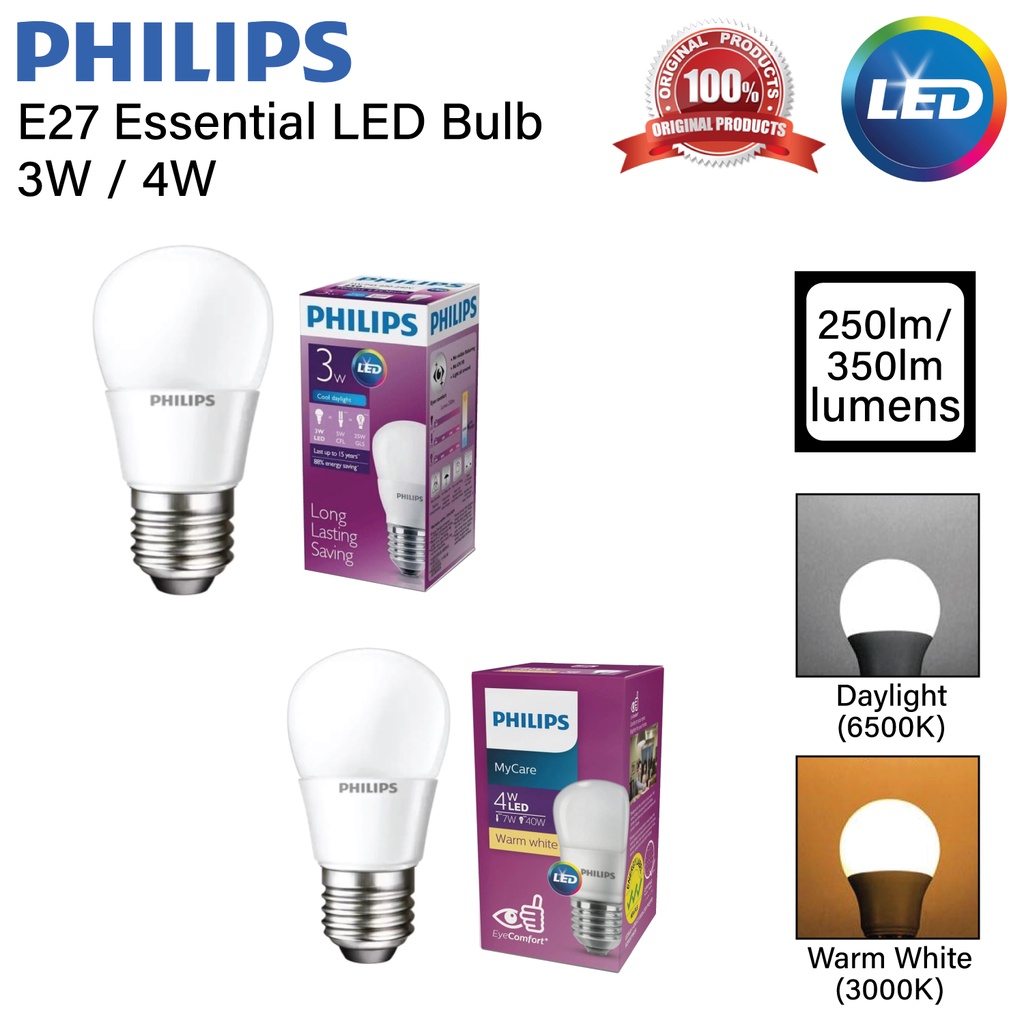 PHILIPS LED BULB 3W / 4W PHILIPS 5W/7W/9W/11W/13W E27 ESSENTIAL GEN2