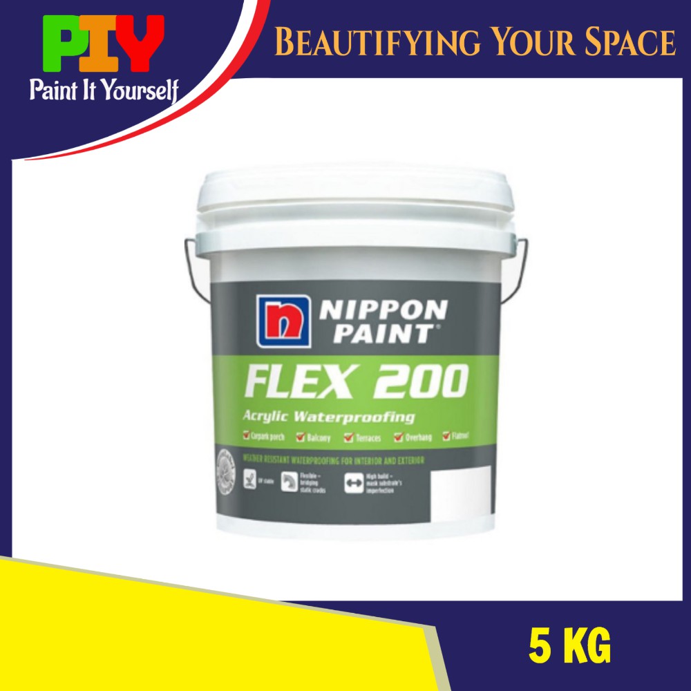 Shop Malaysia Nippon Paint Acrylic Waterproofing Flex 200 Cat Kalis Air 5kg Shopee Singapore