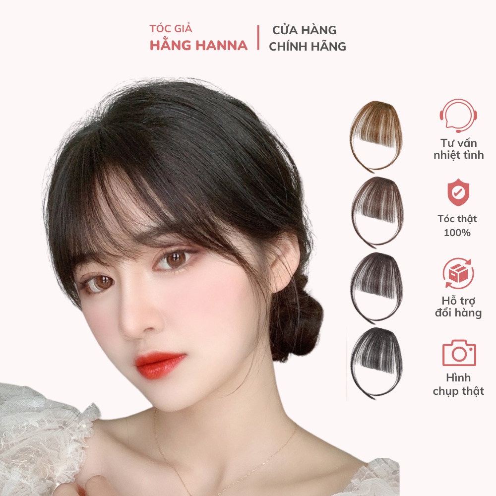 Mái Giả Bằng Tóc Thật 100% Dệt Tay - Tóc Mái Giả Thưa Tóc Thật Hàn Quốc