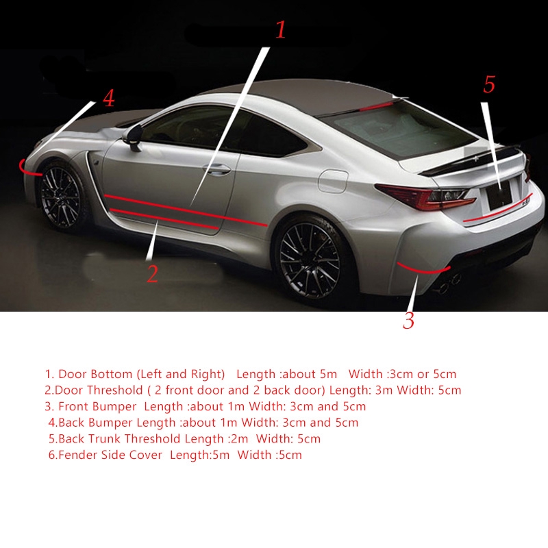 Car Truck Exterior Parts 2m 5cm Carbon Fiber Car Moulding Trim