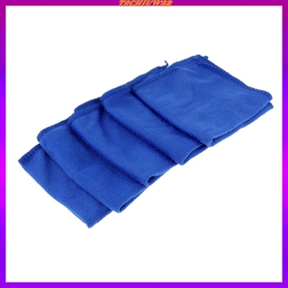 [TACHIUWA2] 5pcs Absorbent Microfiber Towel Car Bike Home Clean Wash Cloth Rag Blue 9.8x9.8 inches #0