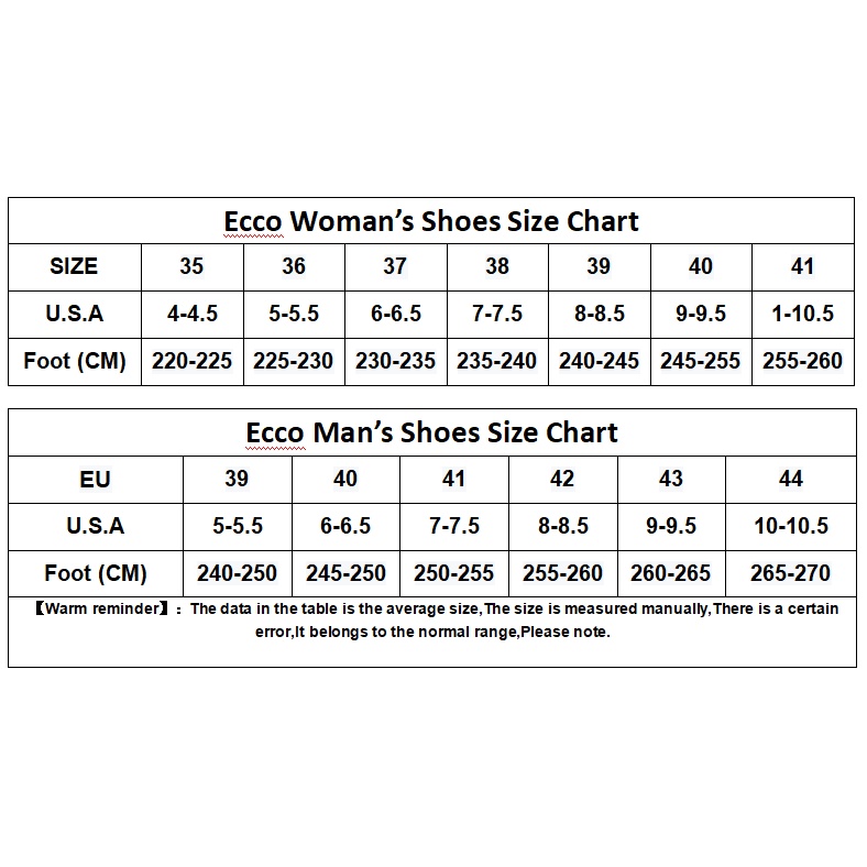 Ecco shoe best sale size chart us