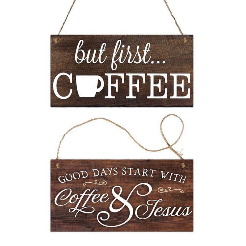Coffee Shop Wood Sign Shelf Sitter Desk Sitter Home Decor Coffee Store Door Hanger Sign Wooden Sign