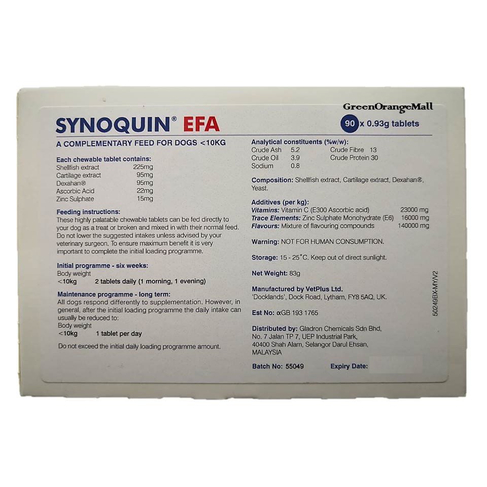 Vetplus Synoquin Tasty Efa Small Breed 90 Tablets Exp 31 10 22 Shopee Singapore