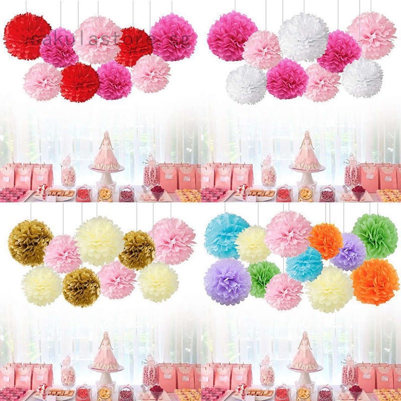 Tissue Paper Pompom Hanging For Birthday Wedding Party Decor 8 10