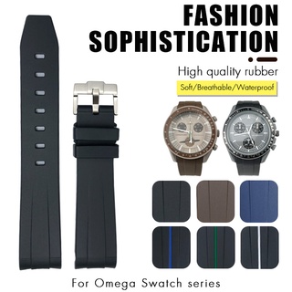 20mm 21mm 22mm Rubber Watchband for Omega x swatch Seamaster Speedmaster Planet Ocean Rolex Curved End Silicone Watch Strap