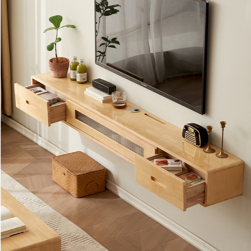 Solid Wood Wall Hanging TV Ultra Narrow TV Consoles Shopee