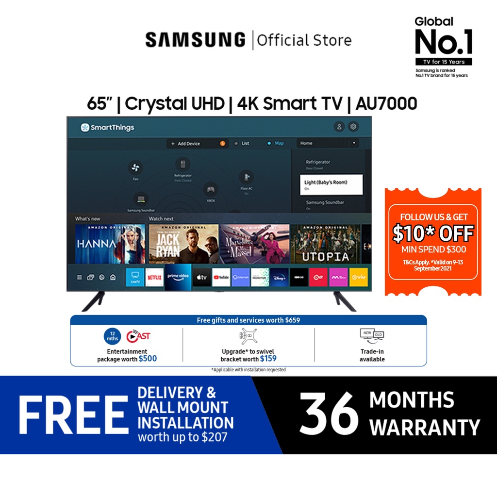[Preorder] Samsung AU7000 UHD 4K 65inch Black Smart TV (2021) 4 Ticks