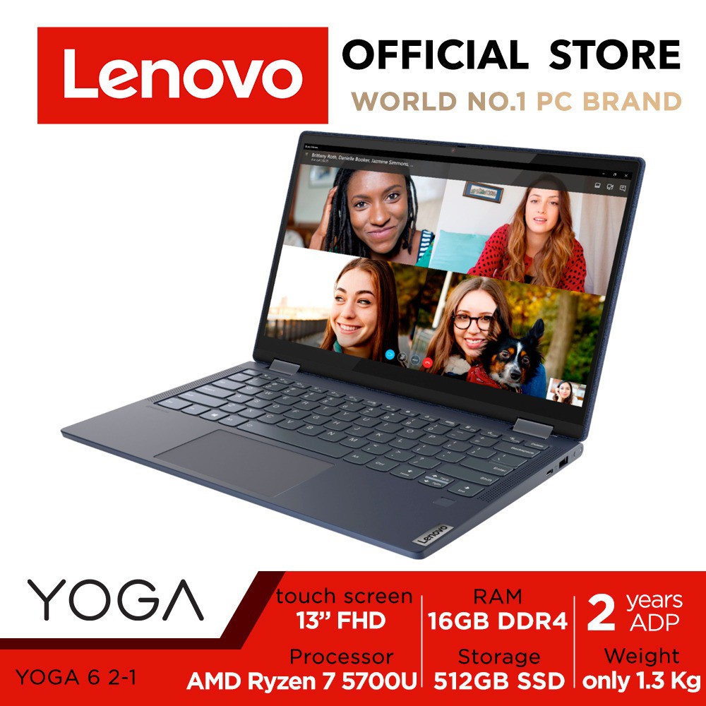 [New Arrival] Lenovo YOGA 6 2-1 82ND000WSB/82ND007TSB | 13.3" FHD Touch | Ryzen 7 5700U | 16GB RAM | 512GB SSD | 2Y ADP