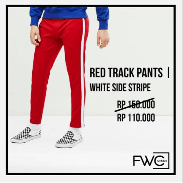 red trousers with white stripe