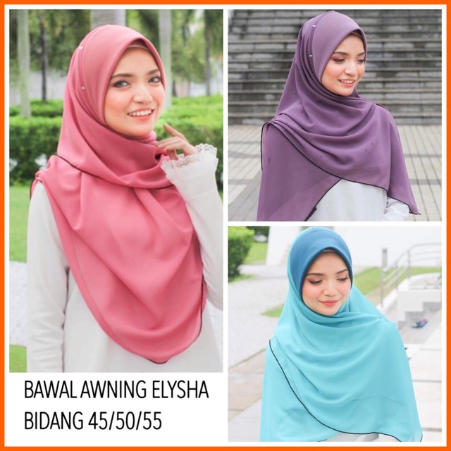 Nh Tudung Bawal Awning Elysha Bidang 45 Shopee Singapore