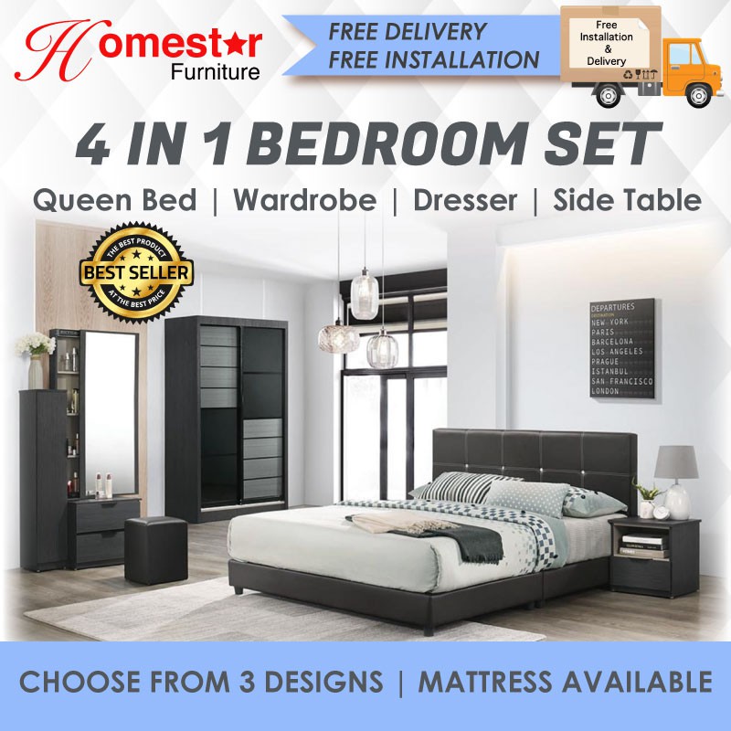 Homestar Est 5 In 1 Bedroom Set, Free Queen Size Bed Set