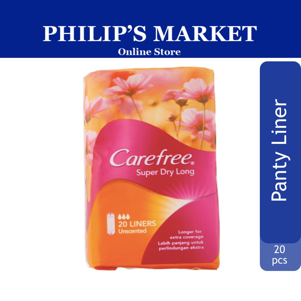 Carefree Super Dry Long Unscented Panty Liners 20 pcs Shopee Singapore