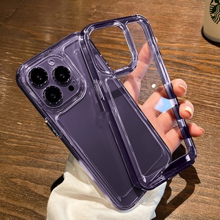 New Purple Color Shockproof Clear Hard Case for iPhone 11 12 13 14 Pro Max 14 Plus 13Pro 12Pro XS MAX XR X 7 8 Plus Transparent  Cover