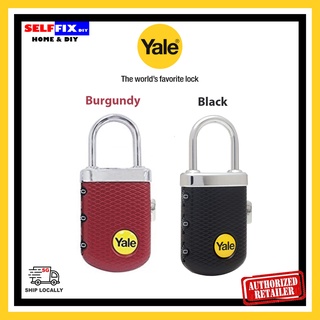 YALE Travel Lock Luggage Padlock - YP3/31/123/1 - Burgundy (Maroon Red) / Black Gem Lock