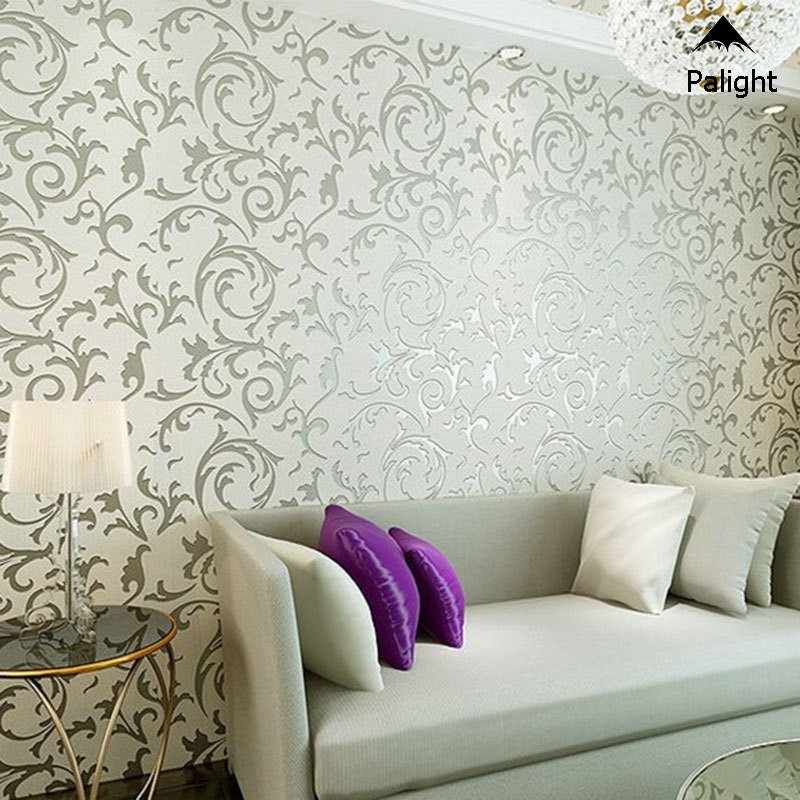PA Grey 3D Victorian Damask Embossed Wallpaper Roll Home Decor Living