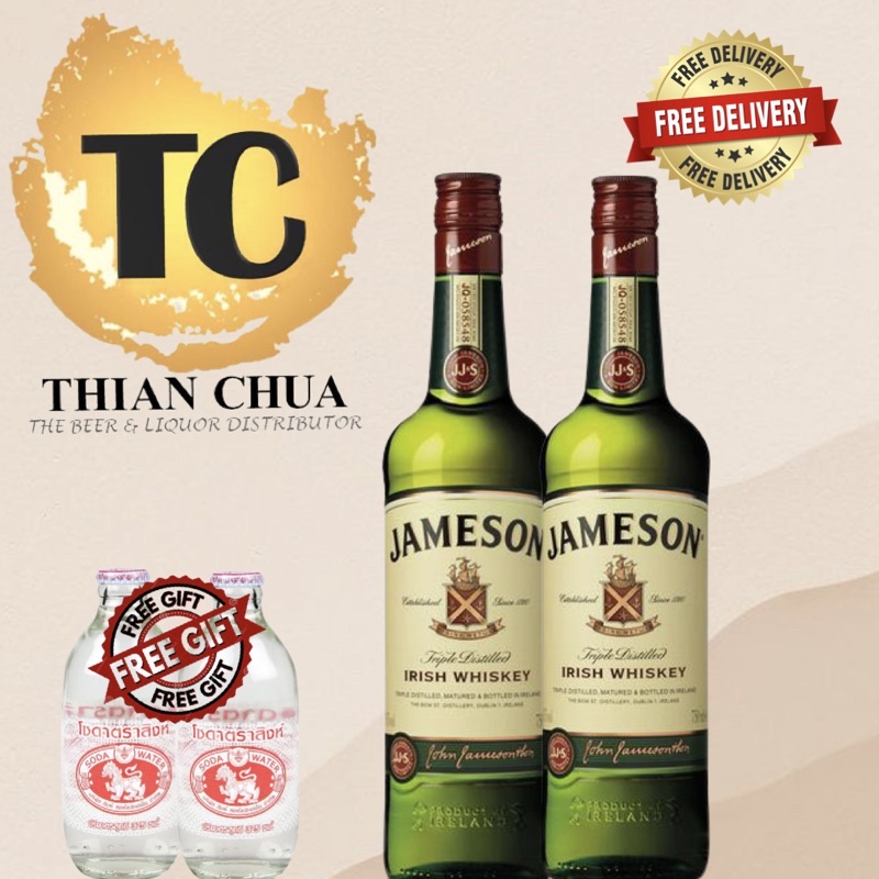 Jameson Irish Whisky 700ML x 2 bottles Free 2 Bottles Singha Soda