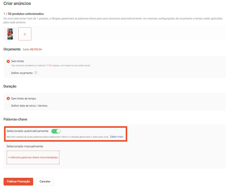 O que é a seleção automática de palavras-chave? | Anúncios Shopee ...