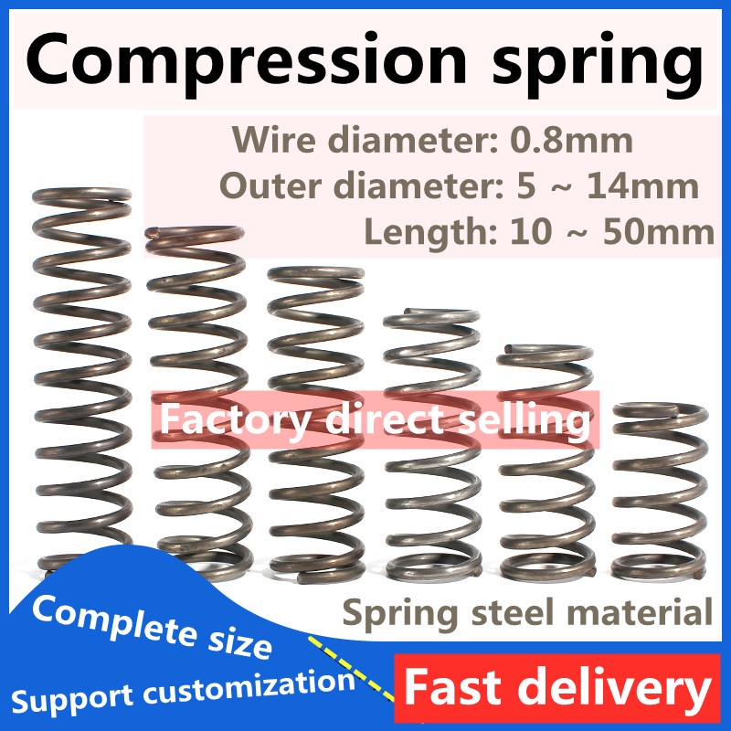 10× 1.0mm Dia 304 Stainless Steel Compression Spring O.D 6-16mm Length 10-50mm 