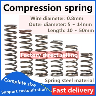 10Pcs 0.5mm Wire Diameter 7/8/9/10 OD 5-50mm L Steel Pressure Compression Spring 