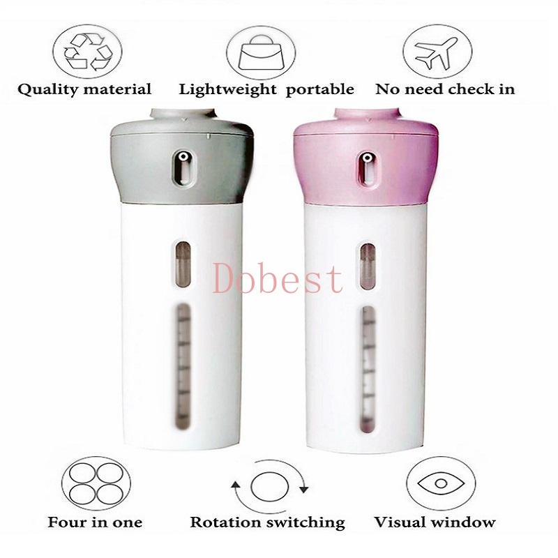 Travel Spray Bottle 4-in-1 Refillable container for Toiletries Lotion Shampoo Emulsion Gel Dispenser Leakproof jug