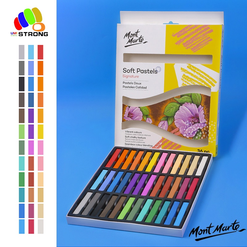 Mont Marte Signature Soft Pastels 36 Colours Chalk Stick Hand Painted ...