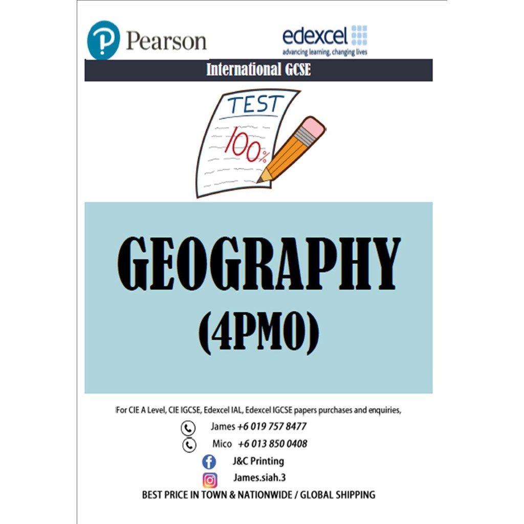 Shop Malaysia Pearson Edexcel Igcse Geography 4geo Paper 1 Past Year Paper June 2011 Jan 2019 Shopee Singapore