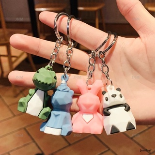 Image of Geometry Stereo Keychain Cute Dinosaur Panda Koala Animal Key Ring 3D Cartoon Mobile Phone Bag Fun Pendant Jewelry Gift