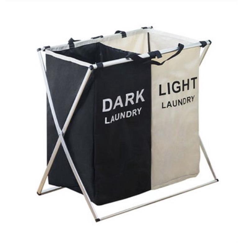 three compartment laundry basket