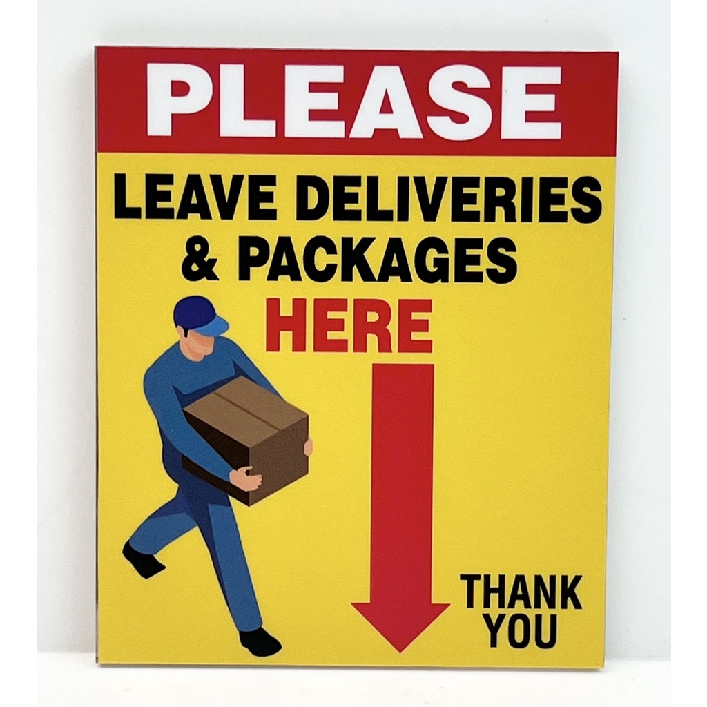 OriginDesigned Cartello "Please Leave Deliveries On Doorstep" Per Maniglia Porta - Impermeabile, Acrilico Giallo/nero