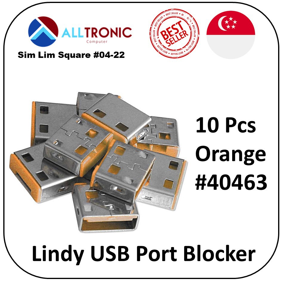 Lindy USB Port Blocker Lock Orange 10pcs (40463) | Shopee Singapore