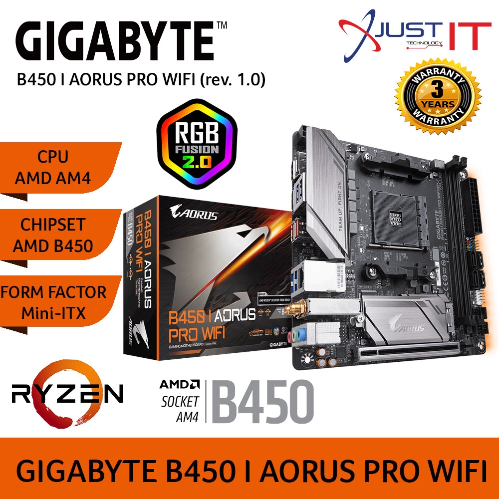 Gigabyte B450 I Aorus Pro Wifi Am4 Gaming Motherboard Shopee Singapore