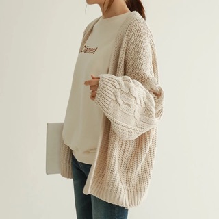 Image of SG LOCAL *READY STOCK* 9 Colour Basic Simple Cable Knit Knitted Oversized Long Sleeve Cardigan Sweater Jacket