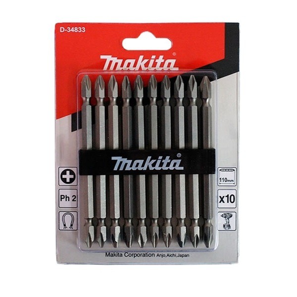 Makita 10Pcs DoubleEnded Screw Bit Set with 1/4" Hex (NZ) PH 2